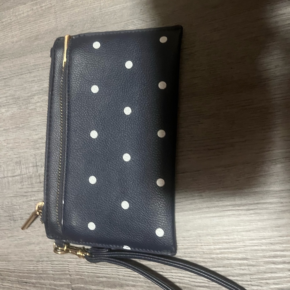 Navy white polka dot
